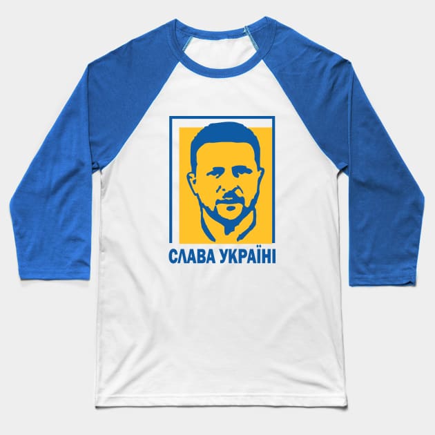 Ukraine President Zelensky slava ukraini Baseball T-Shirt by raaak